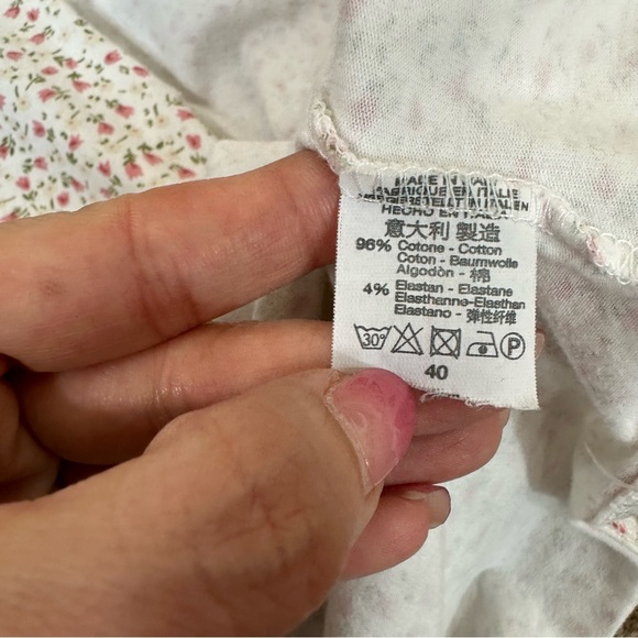 Brandy Melville Pink Floral Print Cropped T-Shirt - Picture 5 of 6